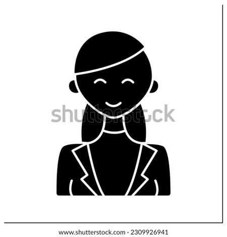Middle adulthood glyph icon. Mature period. Skilled woman. Life cycle. Different ages concept.Filled flat sign. Isolated silhouette vector illustration