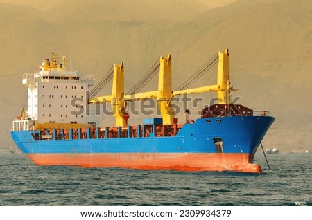 Cargo ship at port of Iquique, Chile
