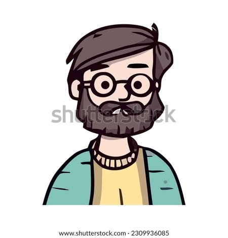 Cheerful men with mustache and beard smiling isolated
