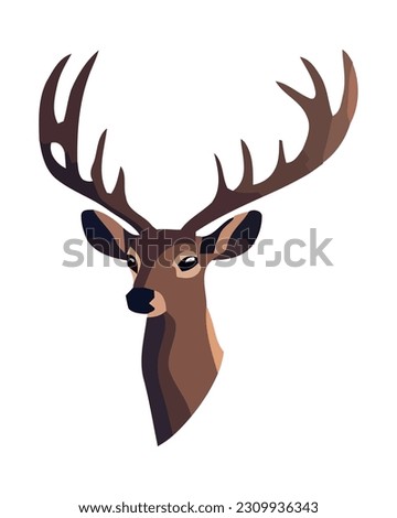 Cute deer with horns icon isolated
