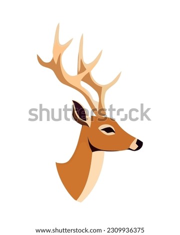 Winter deer head mascot design isolated