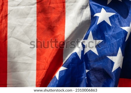 American flag waving in the wind.
