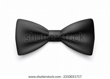 Vector 3d Realistic Black Bow Tie Icon Closeup Isolated on White Background. Silk Glossy Striped Bowtie, Tie Gentleman. Mockup, Design Template. Bow tie for Man. Mens Fashion, Fathers Day Holiday Royalty-Free Stock Photo #2310031717