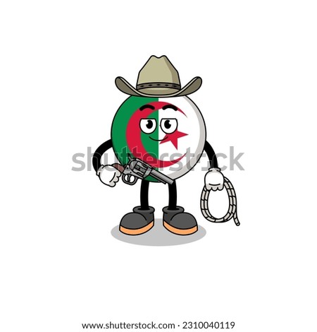 Character mascot of algeria flag as a cowboy , character design