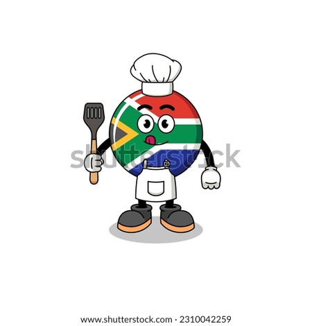Mascot Illustration of south africa flag chef , character design