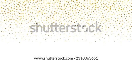 Golden falling confetti background. Repeating gold glitter pattern. Yellow, orange dots wallpaper. Celebration party decoration. Vector backdrop  Royalty-Free Stock Photo #2310063651