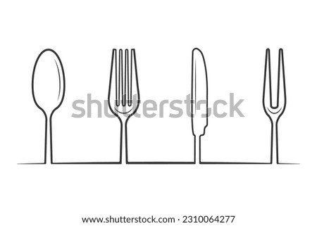 Cutlery Outline, Cutlery Silhouette, Fork Vector, Restaurant Equipment, Clip Art, Fork Spoon and Knife Outline