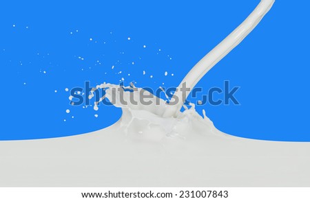 splashing milk isolated on blue background