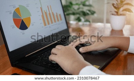 Human hand working on computer. business concept and communication technology