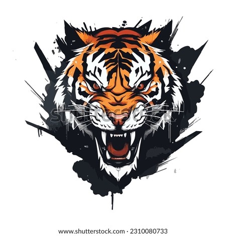 Tiger mascot sport logo design. Tiger animal mascot head vector illustration logo. Wild cat head mascot, Tiger head emblem design for eSports team. Royalty-Free Stock Photo #2310080733