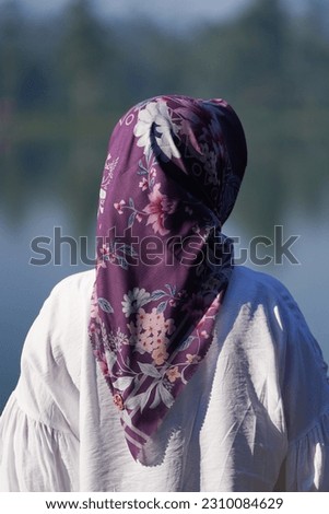 Picture of Woman Wearing Beautiful Scarf