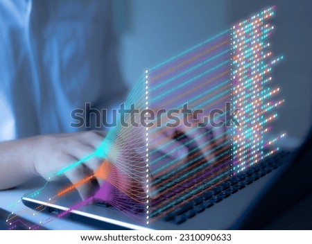 Business analytics, finance, neural network, AI,Big data technology and data science. Data scientist querying, analysing and visualizing  Royalty-Free Stock Photo #2310090633