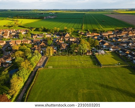 Ariel picture of the village of Beeford. Taken around sunset, mid May.