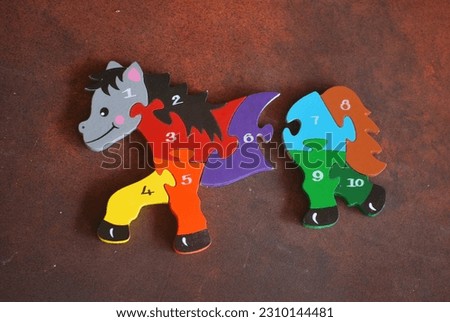 Wooden Donkey Counting Puzzle for children's
