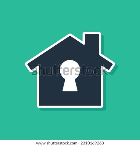 Blue House under protection icon isolated on green background. Home and shield. Protection, safety, security, protect, defense concept.  Vector