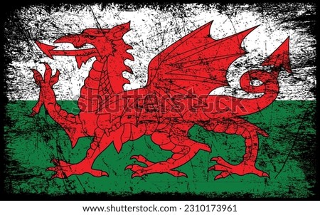 Flag of Wales. Official colors. Wales distress flag vector
 Royalty-Free Stock Photo #2310173961
