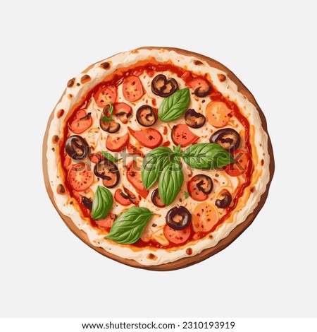 Top view of a scrumptious watercolor illustration of pizza to ignite appetites