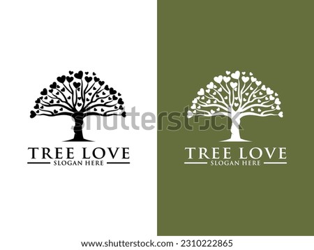 Tree Logo vector, Tree Love Logo design template