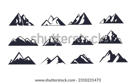 Mountain logo, Mountain expedition and rock climbing vector icons.
