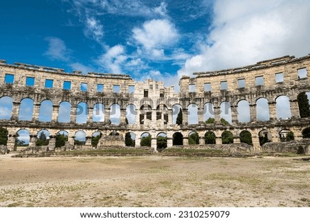 The Pula Arena a Roman Amphitheater located in Pula, Croatia build around two thousand years ago ,it could hold twenty-five thousand visitors Royalty-Free Stock Photo #2310259079