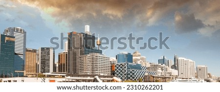 Beautiful skyline of Sydney with city skyscrapers.