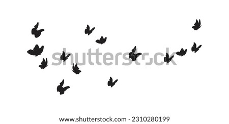 flock of butterflies. Black and white Royalty-Free Stock Photo #2310280199