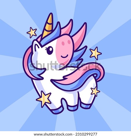 Unicorn Dynamic Pose Cartoon Character