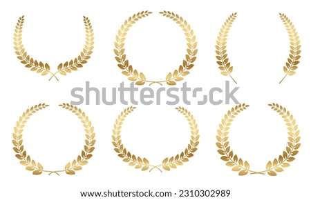 Set of golden laurel wreaths.Gold award icons.