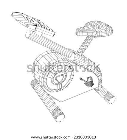 Bicycle fitness. Wire-frame Outline Drawing Motorbike. Vector created of 3d.