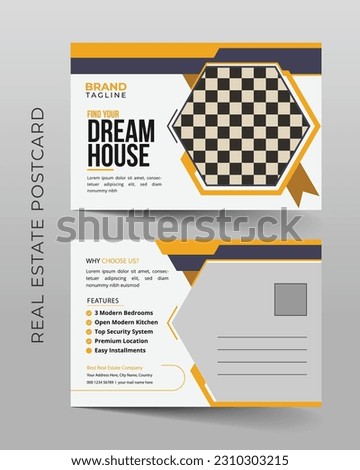Corporate real estate postcard template design in vector