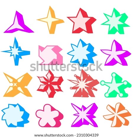 Set colorful trendy stars icon logo. Vector illustration