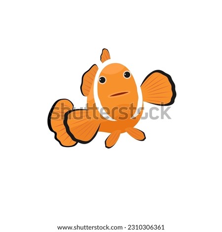 Clown fish icon in flat style isolated on white background. Sea animal symbol stock vector illustration.