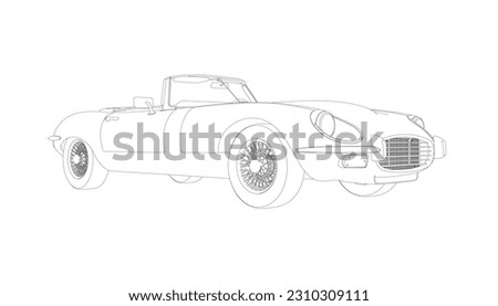 Luxury convertible car. Coloring pages for adults drawing. Line art picture. Car cabriolet with outlines. Vector illustration vehicle. Black contour sketch illustrate Isolated on white background.. Royalty-Free Stock Photo #2310309111