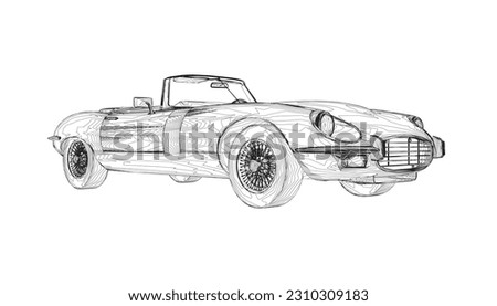 Luxury convertible car. Coloring pages for adults drawing. Line art picture. Car cabriolet with outlines. Vector illustration vehicle. Black contour sketch illustrate Isolated on white background.. Royalty-Free Stock Photo #2310309183