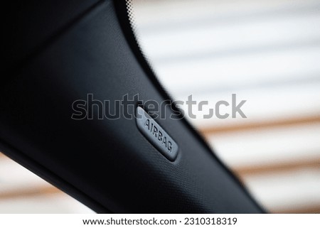 Airbag tag a the driver side panel Royalty-Free Stock Photo #2310318319