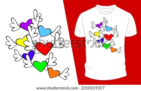 Vector graphic t-shirt design, with lgbt and heart 