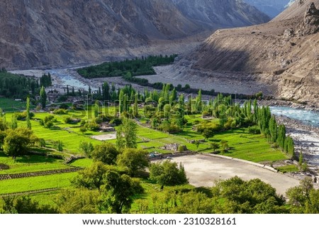 Landscape view of Turtuk village a beautiful small village,Leh,Ladakh,northern India, Royalty-Free Stock Photo #2310328161