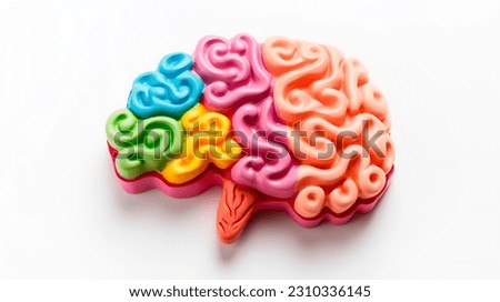3D plastic human brain shape toy. Medicine mental psychology symbol. Healthcare drugstore bubble icon photo