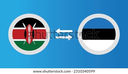 round icons with Kenya and Estonia flag exchange rate concept graphic element Illustration template design
