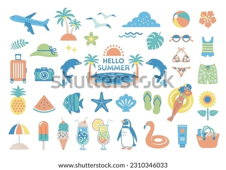 Summer and beach icon illustration material