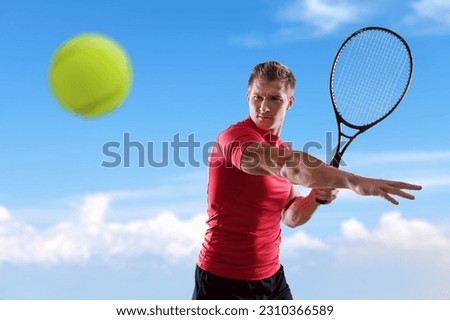 Portrait of sporty person playing tennis