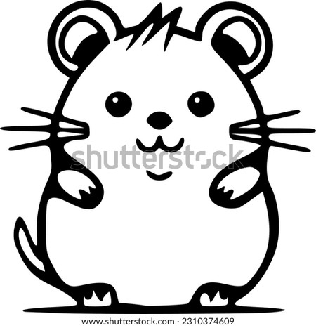 Hamster cartoon black outlines vector illustration