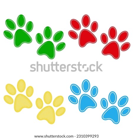	
Set colorful cute paw print icon symbol. Animal footprint dog cat design vector Illustration