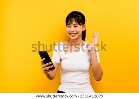 communicate online Talk to work online Call online Young women use mobile phones for online communication 