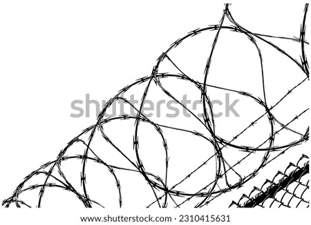 Razor wire over chain linked fence Royalty-Free Stock Photo #2310415631