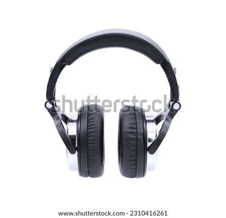 Black headphone isolated on white background