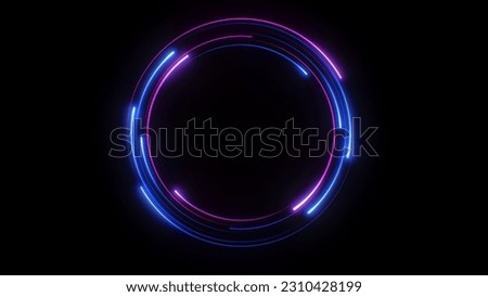 3d render rcular blue and purple light background, in the style of digital neon with alpha channel. 3D Illustration