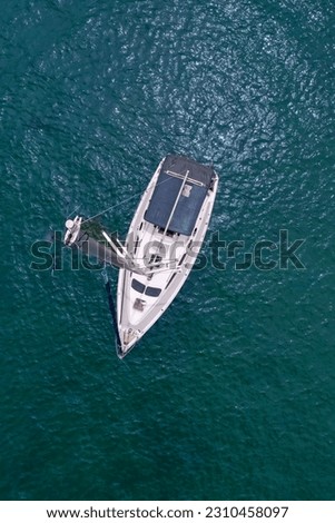Amazing colorful aerial picture boat in Pompano Beach 