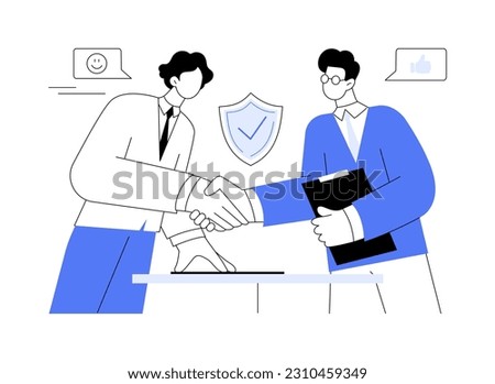Trust abstract concept vector illustration. Men shake hands, successful deal, business etiquette and honesty, corporate culture, company rules, thanks for the teamwork abstract metaphor. Royalty-Free Stock Photo #2310459349