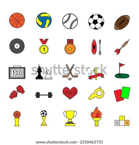 Colored vector icons of finishing things